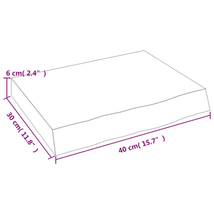Vägghylla mörkbrun 40x30x(2-6) cm behandlad massiv ek