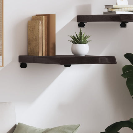 Vägghylla mörkbrun 40x60x(2-6) cm behandlad massiv ek