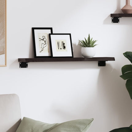 Vägghylla mörkbrun 60x10x2 cm behandlad massiv ek