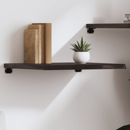 Vägghylla mörkbrun 60x50x(2-4) cm behandlad massiv ek