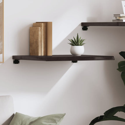 Vägghylla mörkbrun 60x60x(2-4) cm behandlad massiv ek