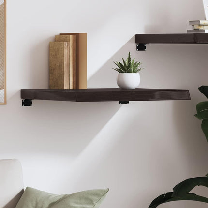 Vägghylla mörkbrun 60x60x(2-6) cm behandlad massiv ek
