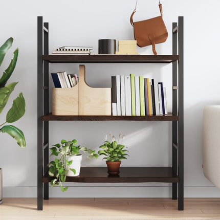 Vägghylla mörkbrun 80x60x(2-4) cm behandlad massiv ek