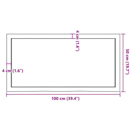 Vägghylla mörkbrun 100x50x(2-4) cm behandlad massiv ek
