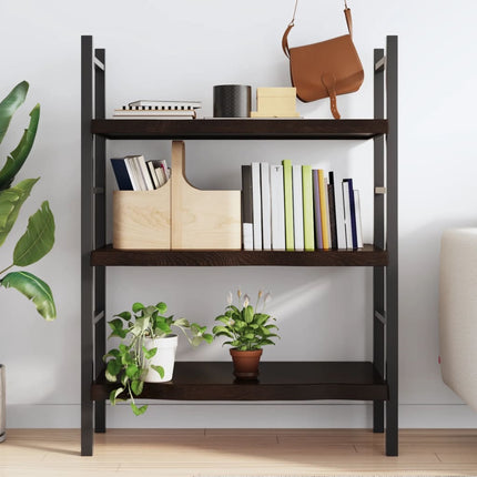Vägghylla mörkbrun 100x60x(2-6) cm behandlad massiv ek
