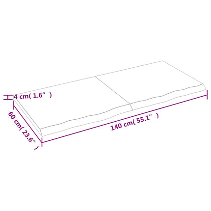 Vägghylla mörkbrun 140x60x(2-4) cm behandlad massiv ek