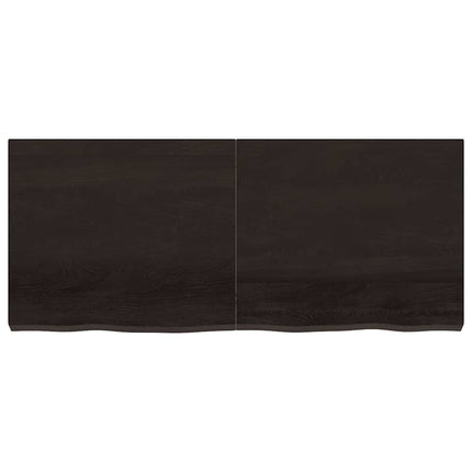 Vägghylla mörkbrun 140x60x(2-6) cm behandlad massiv ek