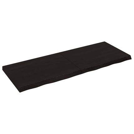 Vägghylla mörkbrun 160x60x(2-6) cm behandlad massiv ek