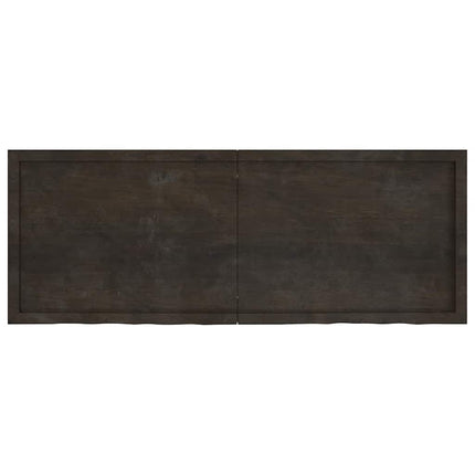 Vägghylla mörkbrun 160x60x(2-6) cm behandlad massiv ek