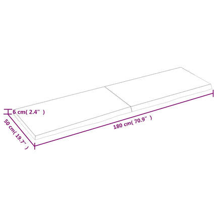 Vägghylla mörkbrun 180x50x(2-6) cm behandlad massiv ek