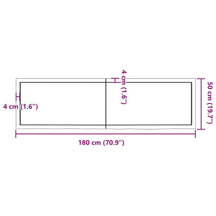 Vägghylla mörkbrun 180x50x(2-6) cm behandlad massiv ek