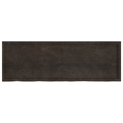 Vägghylla mörkbrun 180x60x(2-4) cm behandlad massiv ek