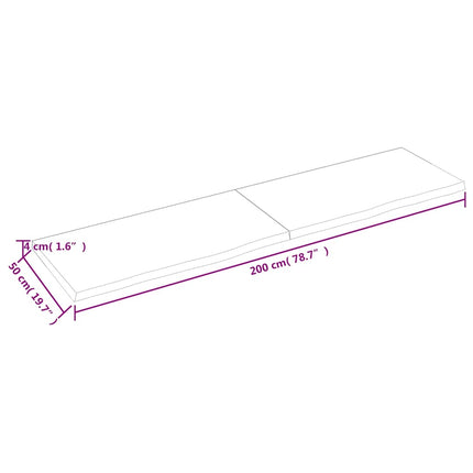 Vägghylla mörkbrun 200x50x(2-4) cm behandlad massiv ek