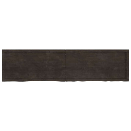 Vägghylla mörkbrun 200x50x(2-6) cm behandlad massiv ek