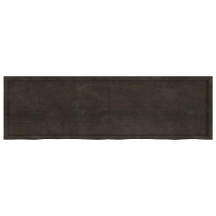 Vägghylla mörkbrun 200x60x(2-4) cm behandlad massiv ek