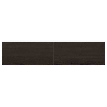 Vägghylla mörkbrun 220x50x(2-4) cm behandlad massiv ek