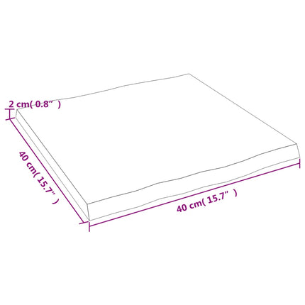 Bordsskiva 40x40x2 cm obehandlad massiv ek levande kant