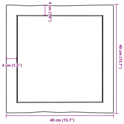 Bordsskiva 40x40x(2-4) cm obehandlad massiv ek levande kant