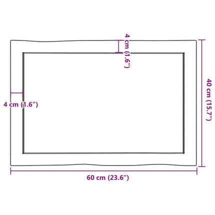 Bordsskiva 60x40x(2-4) cm obehandlad massiv ek levande kant