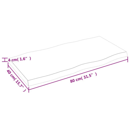 Bordsskiva 80x40x(2-4) cm obehandlad massiv ek levande kant