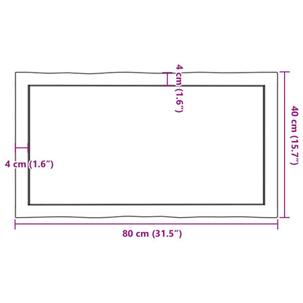 Bordsskiva 80x40x(2-6) cm obehandlad massiv ek levande kant