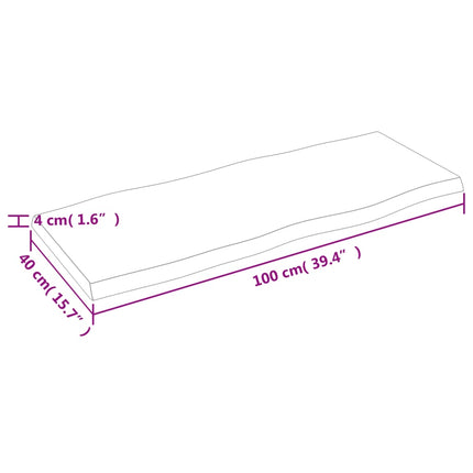 Bordsskiva 100x40x(2-4) cm obehandlad massiv ek levande kant