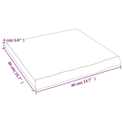 Bordsskiva ljusbrun 40x40x(2-4)cm massivt trä levande kant