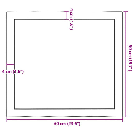 Bordsskiva ljusbrun 60x50x(2-4) cm massivt trä levande kant