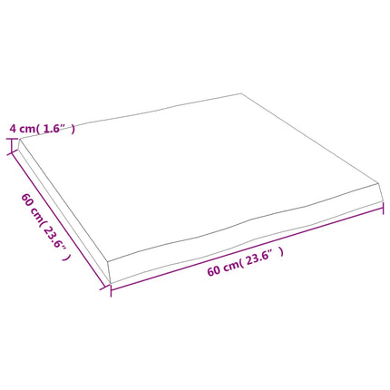 Bordsskiva ljusbrun 60x60x(2-4) cm massivt trä levande kant