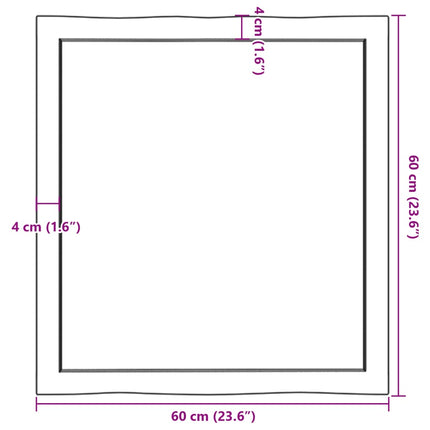 Bordsskiva ljusbrun 60x60x(2-4) cm massivt trä levande kant