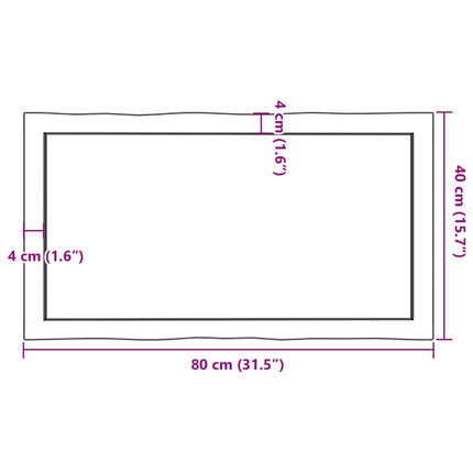 Bordsskiva ljusbrun 80x40x(2-4) cm massivt trä levande kant