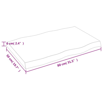 Bordsskiva ljusbrun 80x50x(2-6) cm massivt trä levande kant