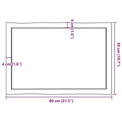 Bordsskiva ljusbrun 80x50x(2-6) cm massivt trä levande kant