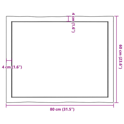 Bordsskiva ljusbrun 80x60x(2-4) cm massivt trä levande kant