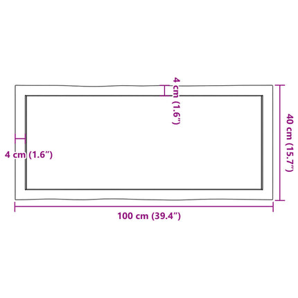 Bordsskiva ljusbrun 100x40x(2-4)cm massivt trä levande kant