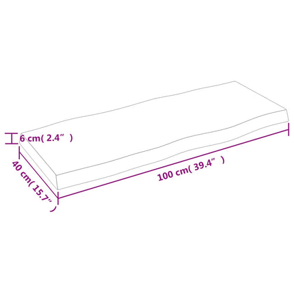 Bordsskiva ljusbrun 100x40x(2-6) cm massivt trä levande kant