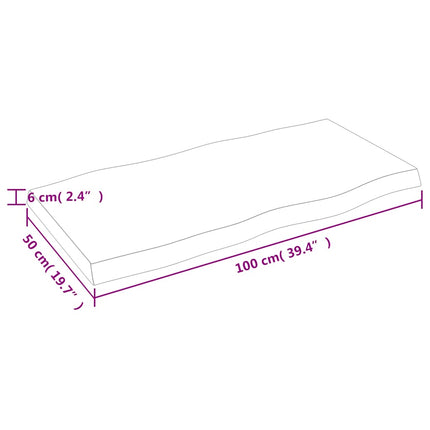Bordsskiva ljusbrun 100x50x(2-6) cm massivt trä levande kant