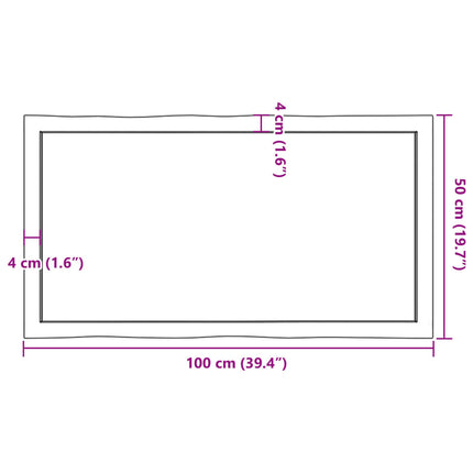 Bordsskiva ljusbrun 100x50x(2-6) cm massivt trä levande kant