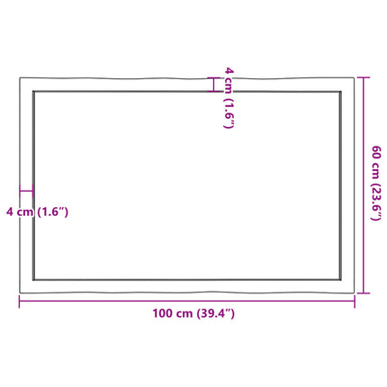 Bordsskiva ljusbrun 100x60x(2-4) cm massivt trä levande kant