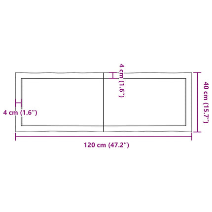 Bordsskiva ljusbrun 120x40x(2-4) cm massivt trä levande kant