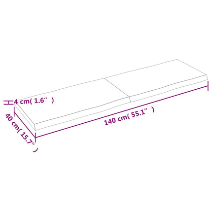 Bordsskiva ljusbrun 140x40x(2-4)cm massivt trä levande kant