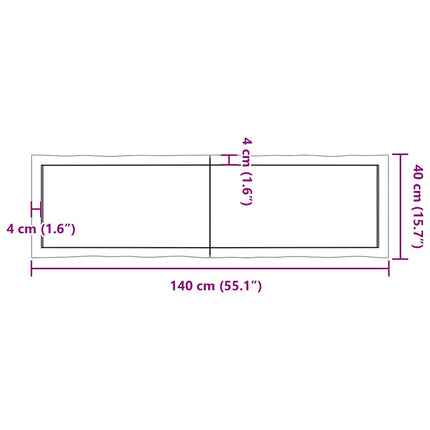 Bordsskiva ljusbrun 140x40x(2-4)cm massivt trä levande kant