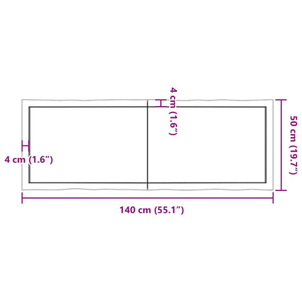 Bordsskiva ljusbrun 140x50x(2-4) cm massivt trä levande kant