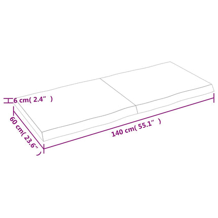 Bordsskiva ljusbrun 140x60x(2-6) cm massivt trä levande kant