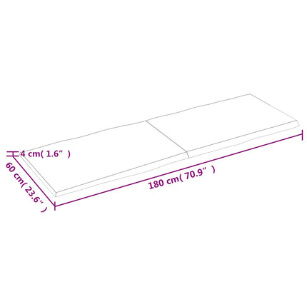 Bordsskiva ljusbrun 180x60x(2-4) cm massivt trä levande kant