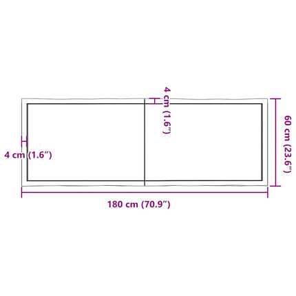 Bordsskiva ljusbrun 180x60x(2-4) cm massivt trä levande kant