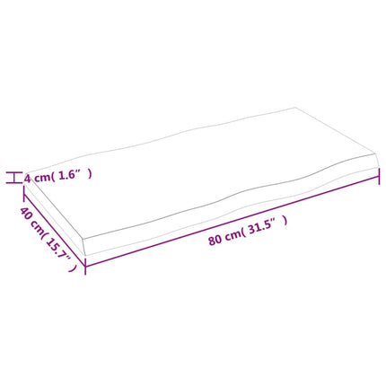 Bordsskiva mörkbrun 80x40x(2-4) cm massivt trä levande kant