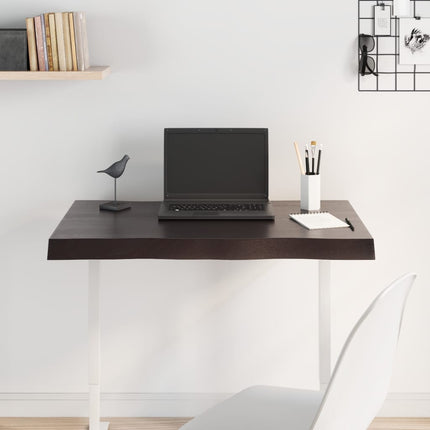 Bordsskiva mörkbrun 80x50x(2-6) cm massivt trä levande kant
