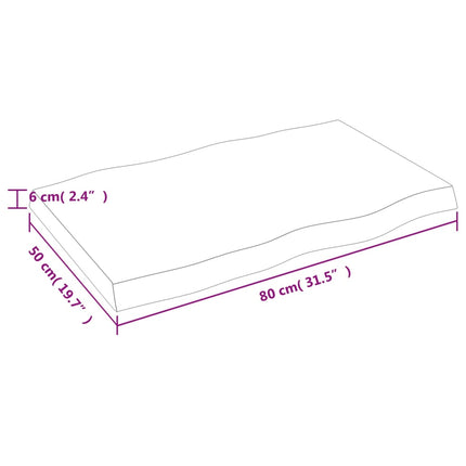 Bordsskiva mörkbrun 80x50x(2-6) cm massivt trä levande kant