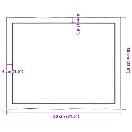 Bordsskiva mörkbrun 80x60x(2-4) cm massivt trä levande kant